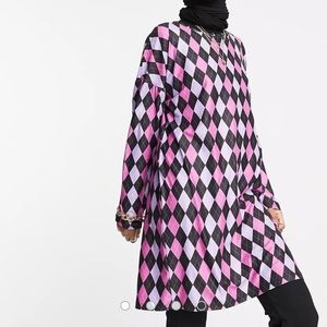 NWT Urban Threads long sleeve t-shirt dress in purple multi diamond print US 8